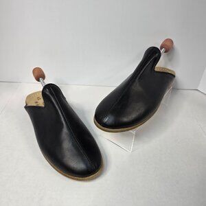 Sabah Black Leather Socorro Baba Slippers Slip Ons 44 (US 10-10.5)